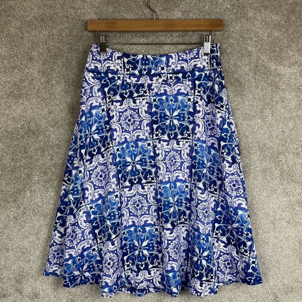 The Limited Royal Blue Damask Medallion Grecian Aline Skirt
